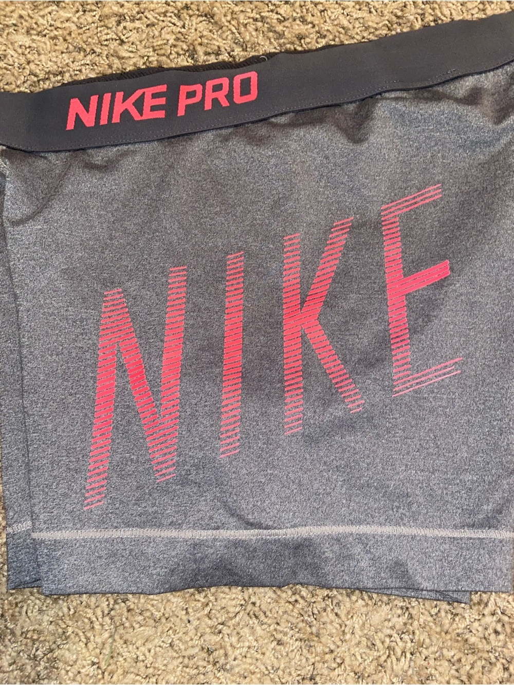 Nike Pro Gray Athletic Shorts with Pink Logo